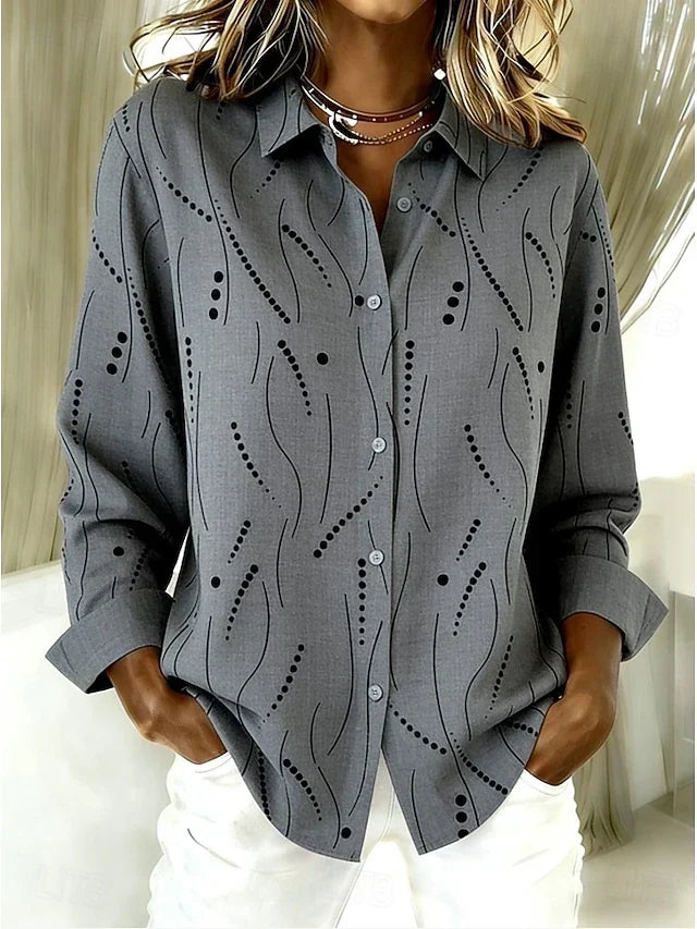 Dotted line print relaxed-fit blouse