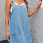 Woman wearing a relaxed denim dress