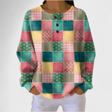 EV-2278 Agnes Timeless Warmth Patterned Jumper - patchwork front detail