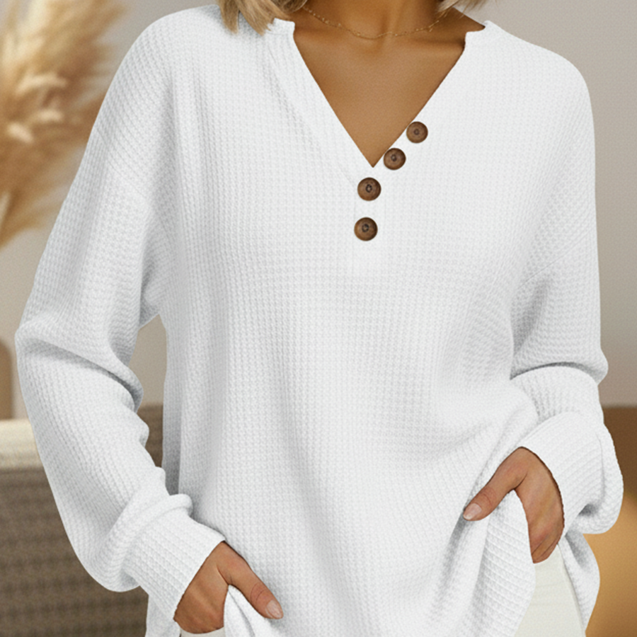 Sylvie Patterned Jumper in White - front close-up