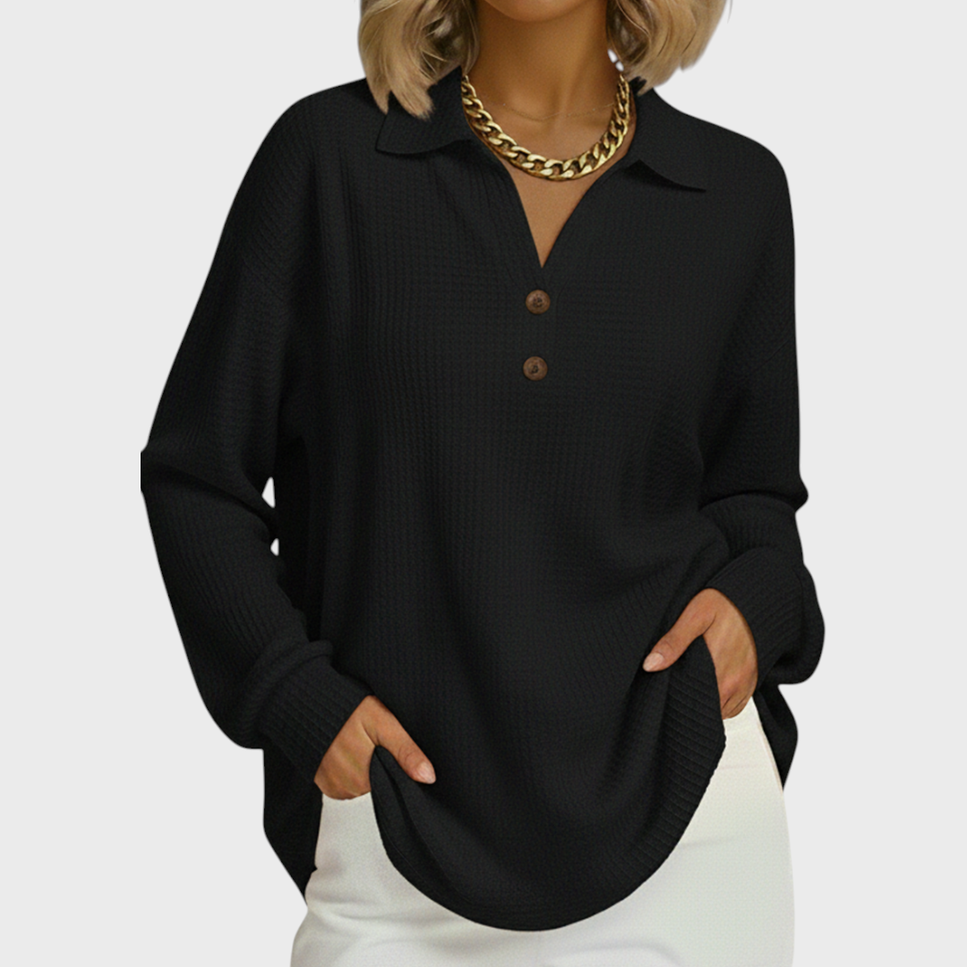 Laura Patterned Jumper in Black - front view close up
