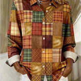 Vintage patchwork print button-front blouse