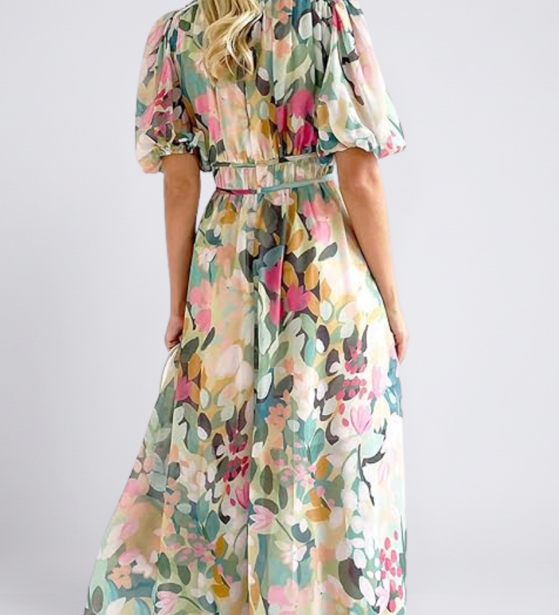 Pastel-Collage Midi Dress by Eleanor Vale