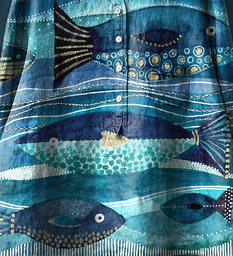 Shoal-Print Shirt by Eleanor Vale