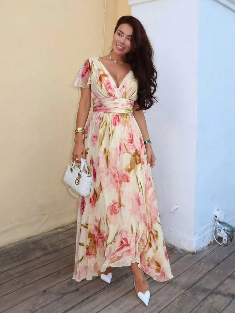 Blush-Cascade Maxi Dress by Eleanor Vale