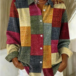 Vintage patchwork print button-front blouse
