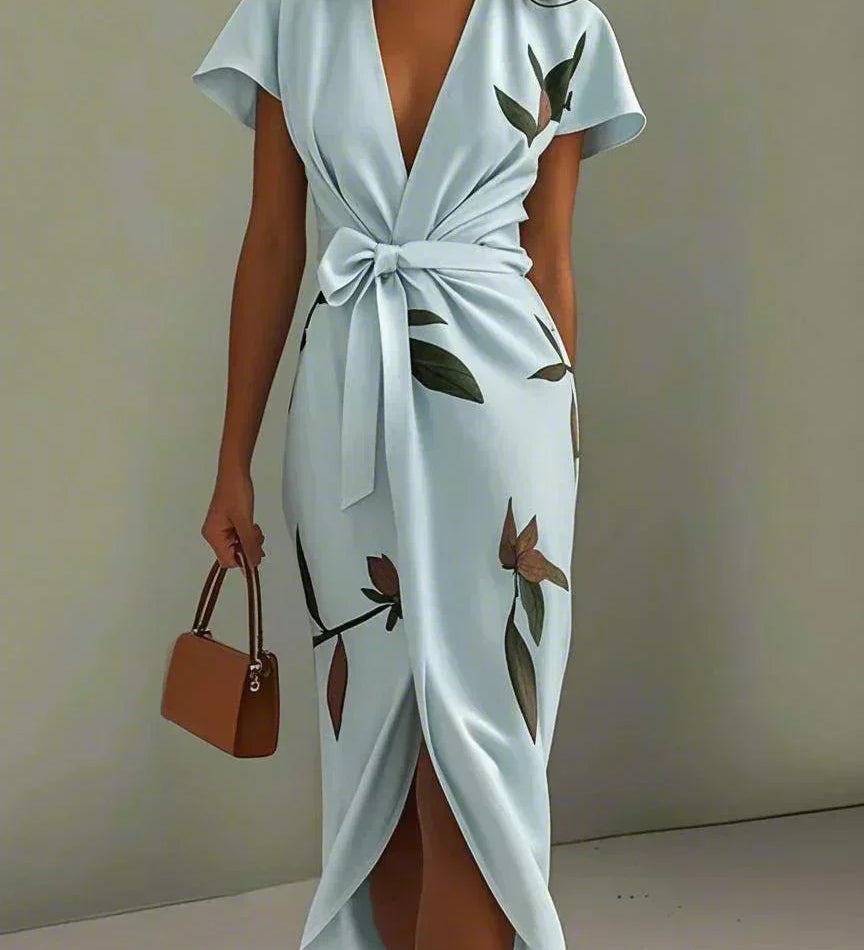 Ivory-Leaf Wrap Dress by Eleanor Vale