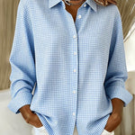 Gingham print button-front blouse