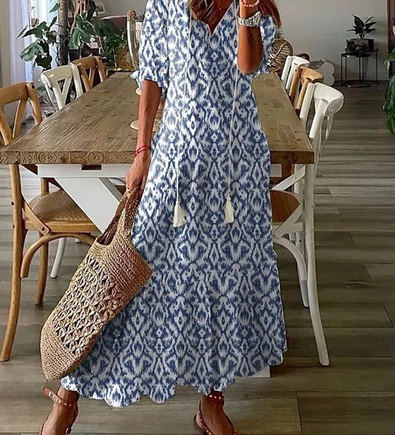 Tassel-Neck Maxi Dress by Eleanor Vale