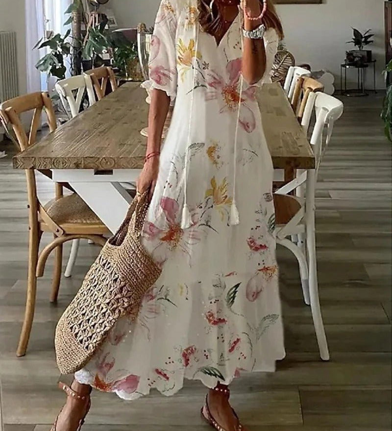 Tassel-Neck Maxi Dress by Eleanor Vale