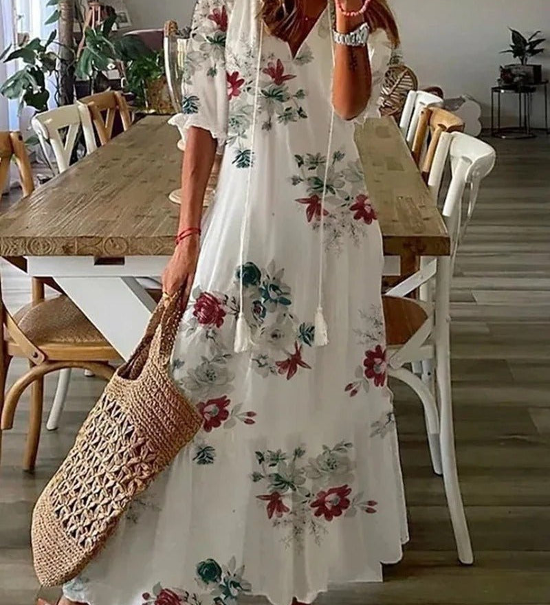 Tassel-Neck Maxi Dress by Eleanor Vale