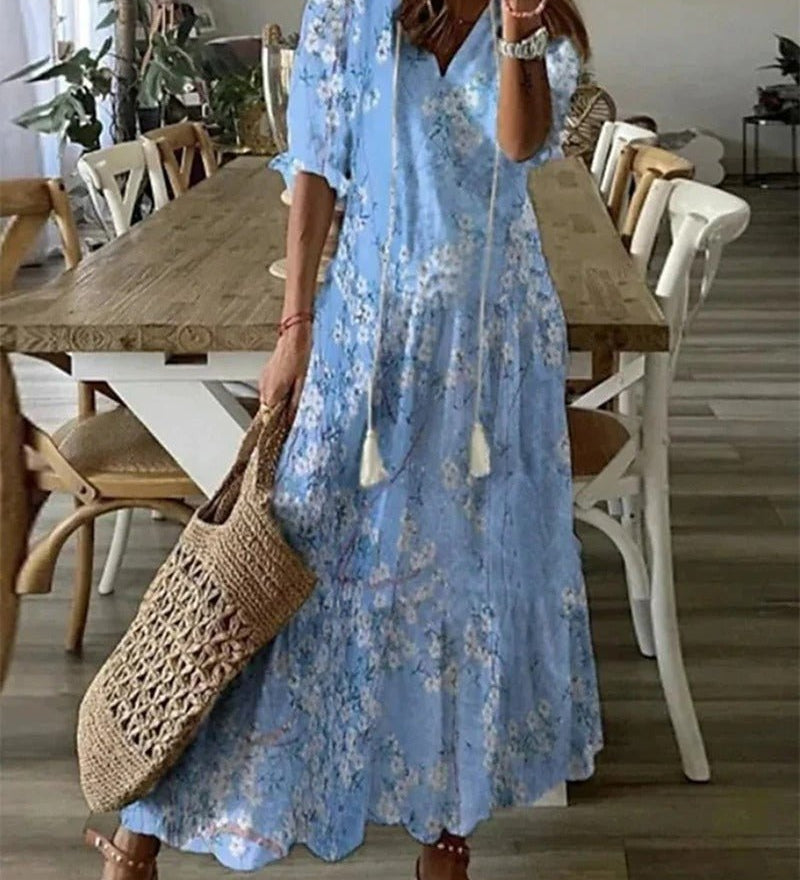 Tassel-Neck Maxi Dress by Eleanor Vale