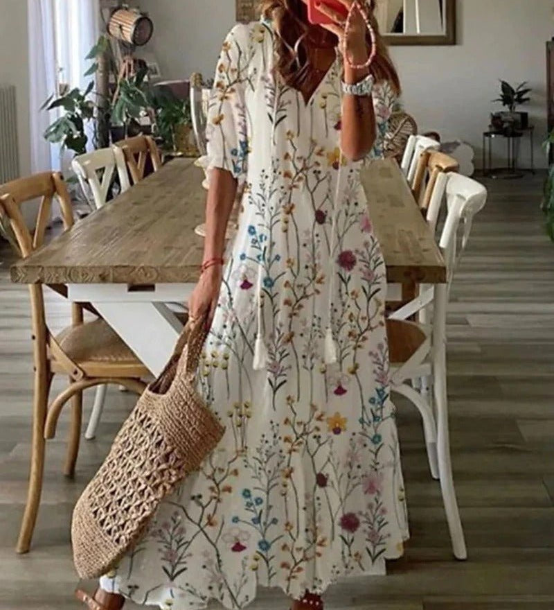 Tassel-Neck Maxi Dress by Eleanor Vale