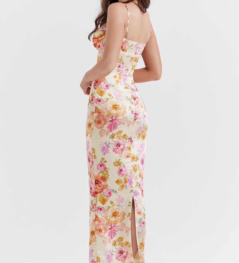 Rose-Print Satin Dress by Eleanor Vale
