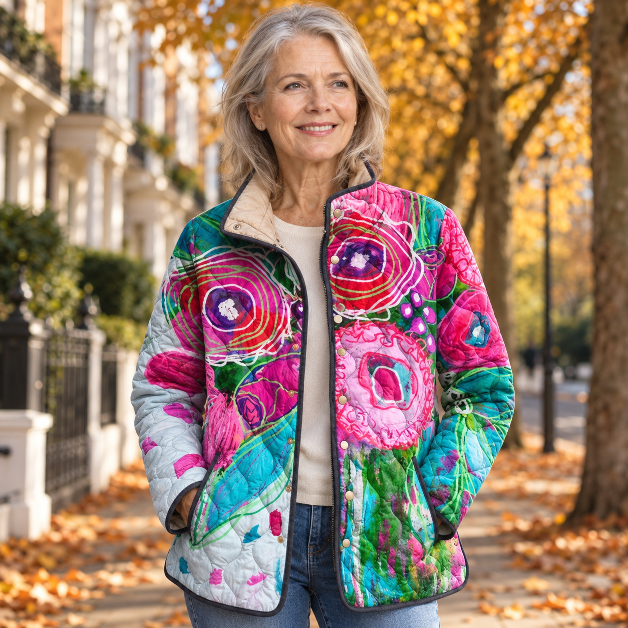 Amaya - Garden-Print Jacket - Pink Rose