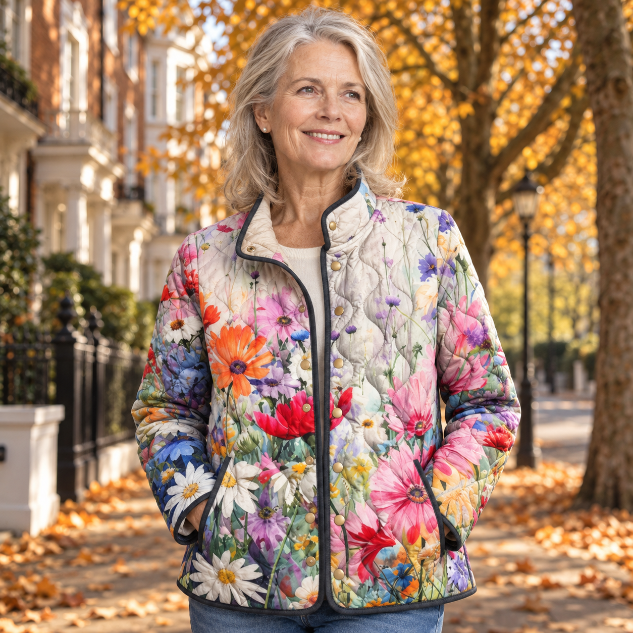 Amaya - Garden-Print Jacket - White Flower