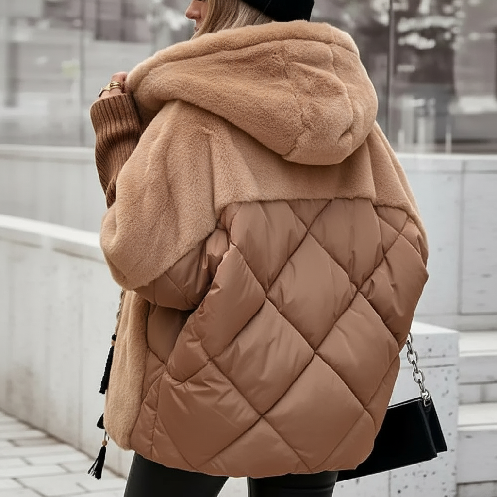 Plush-Panel Coat by Eleanor Vale