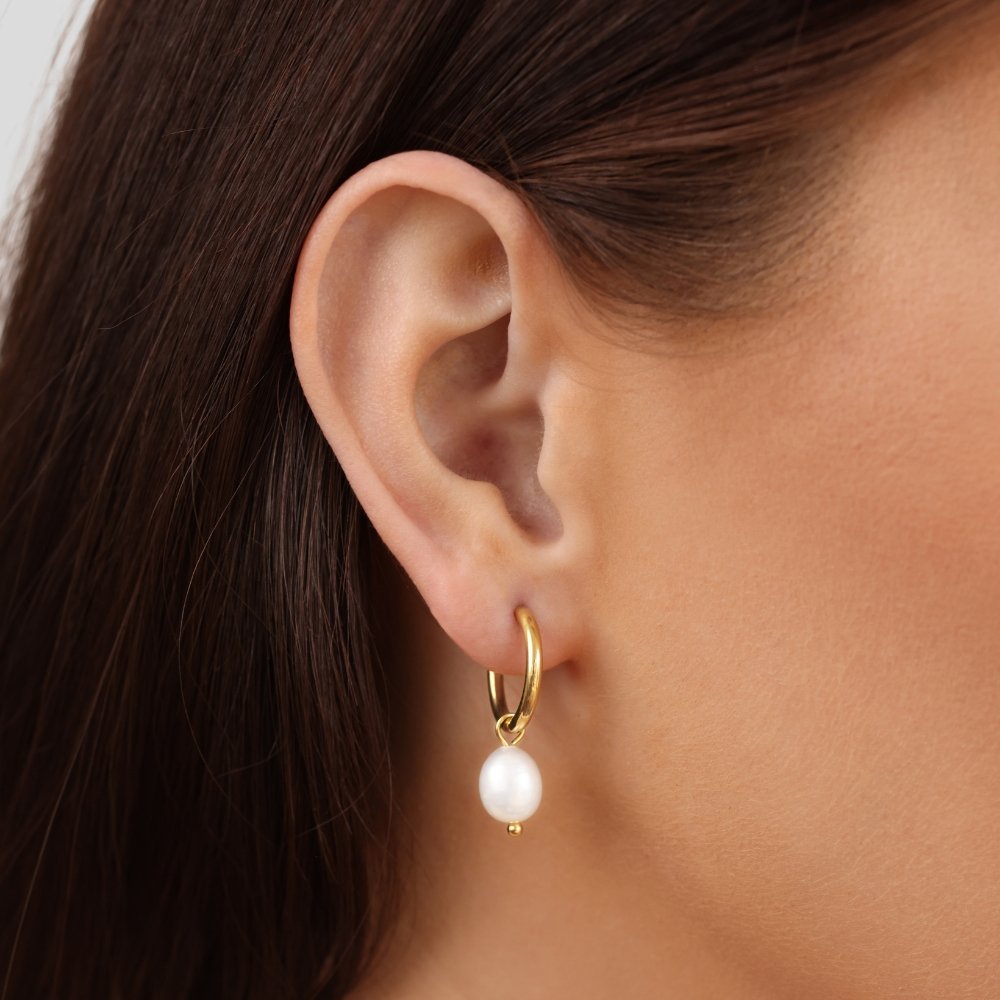 Pearl-Charm Hoop Earrings by Eleanor Vale