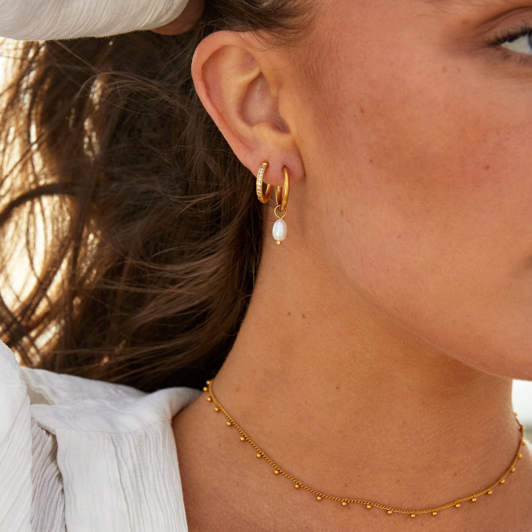 Pearl-Charm Hoop Earrings by Eleanor Vale