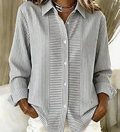 Vertical striped button-front blouse