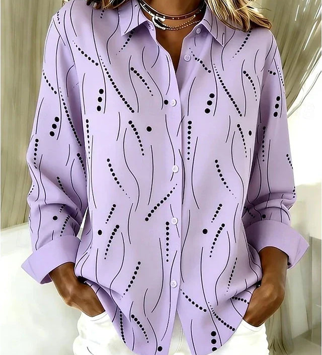 Abstract dot and wave print blouse