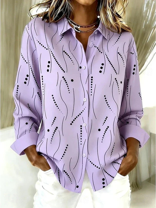 Abstract dot and wave print blouse