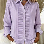 Vertical striped button-front blouse