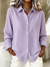 Vertical striped button-front blouse