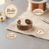 Copper ring with a hand-set jade inlay