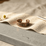 Copper ring with a hand-set jade inlay
