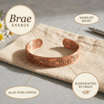 Copper cuff bracelet with hand-stamped tractor pattern