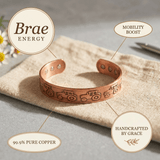 Copper cuff bracelet with hand-stamped tractor pattern