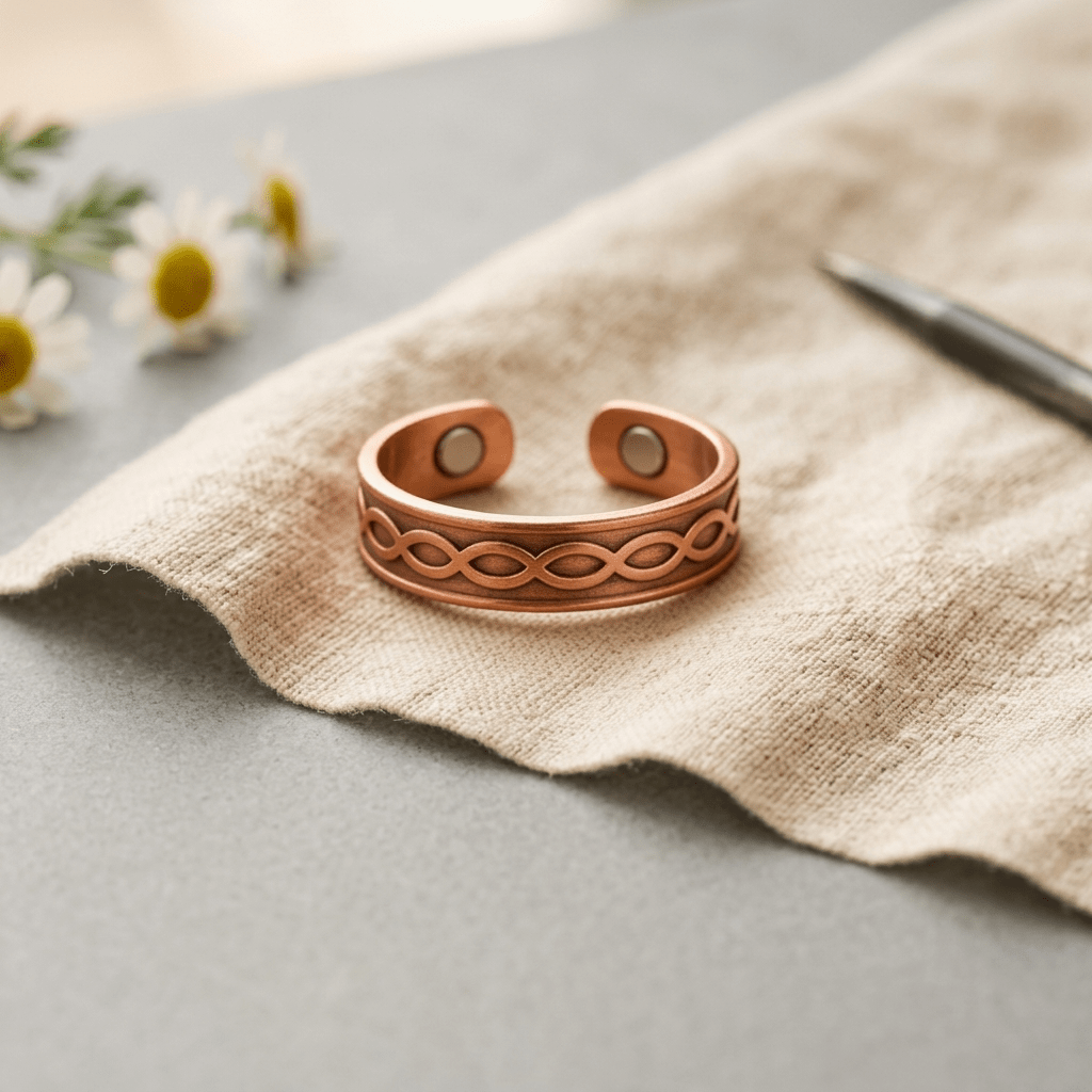Woven pattern copper ring