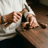 Copper ring with a hand-engraved floral pattern