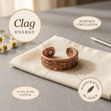 Copper ring with a hand-engraved floral pattern