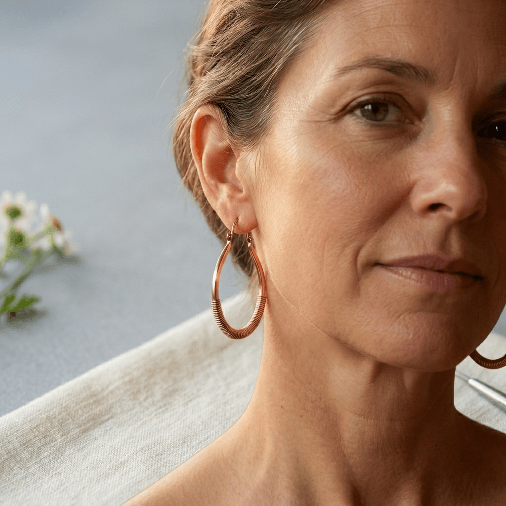 Wrapped teardrop copper earrings with coiled detail
