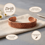 Copper cuff bracelet with hand-engraved gothic lettering