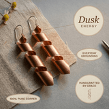 Pair of spiral copper earrings, hand-twisted design