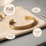 Three-tone copper cuff bracelet in gold, silver and rose finishes