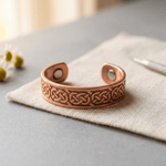 Copper ring with a jade inlay strip