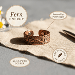 Engraved copper ring with scroll and fern pattern and hidden magnets