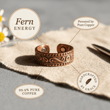 Engraved copper ring with scroll and fern pattern and hidden magnets