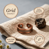 Engraved copper cuff set, pair of two cuffs