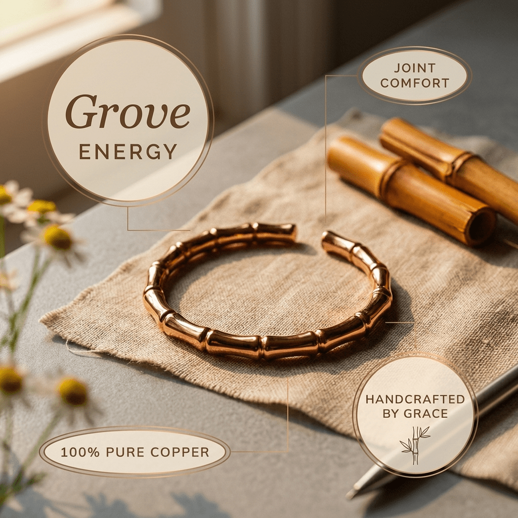 Copper cuff with bamboo-inspired segmented design