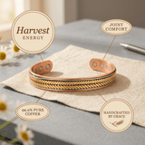 Copper cuff bracelet with a hand-pressed chevron braid pattern