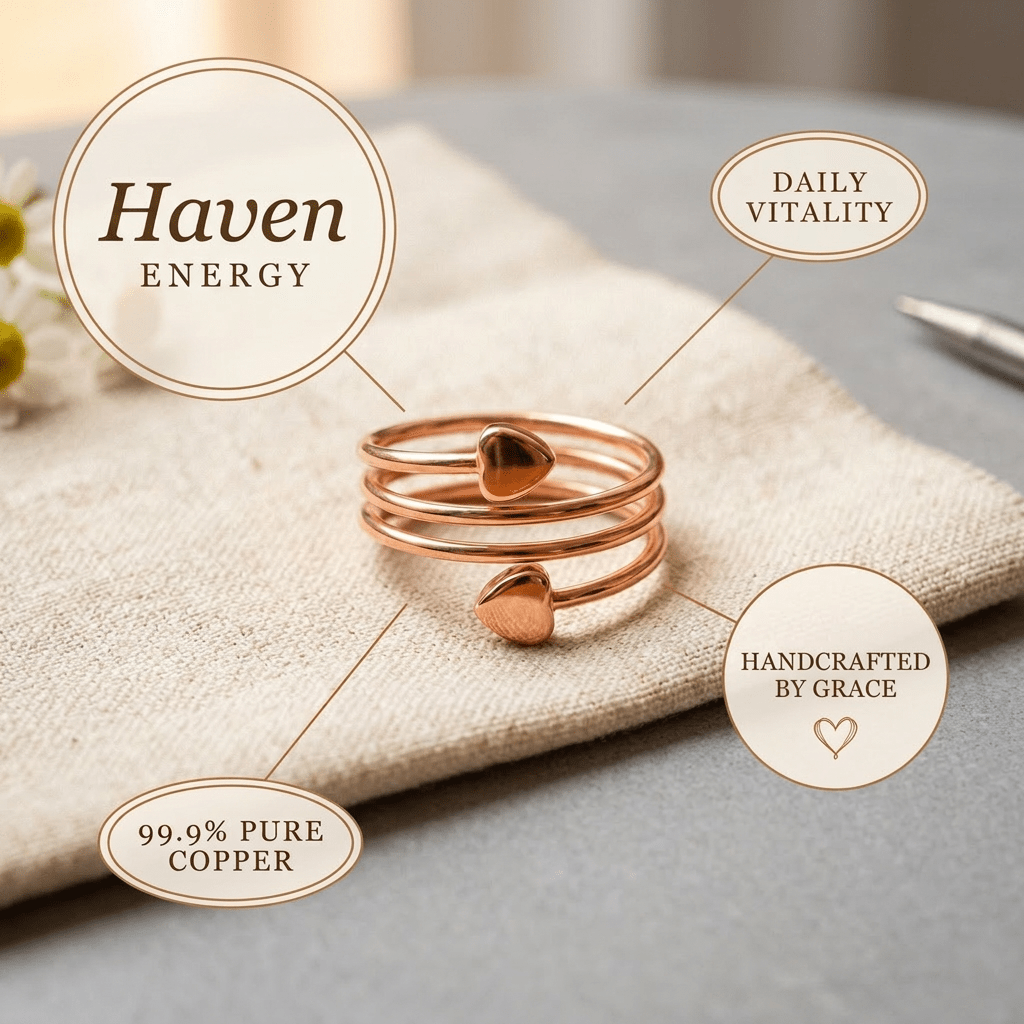 Heart coil copper ring with coiled band