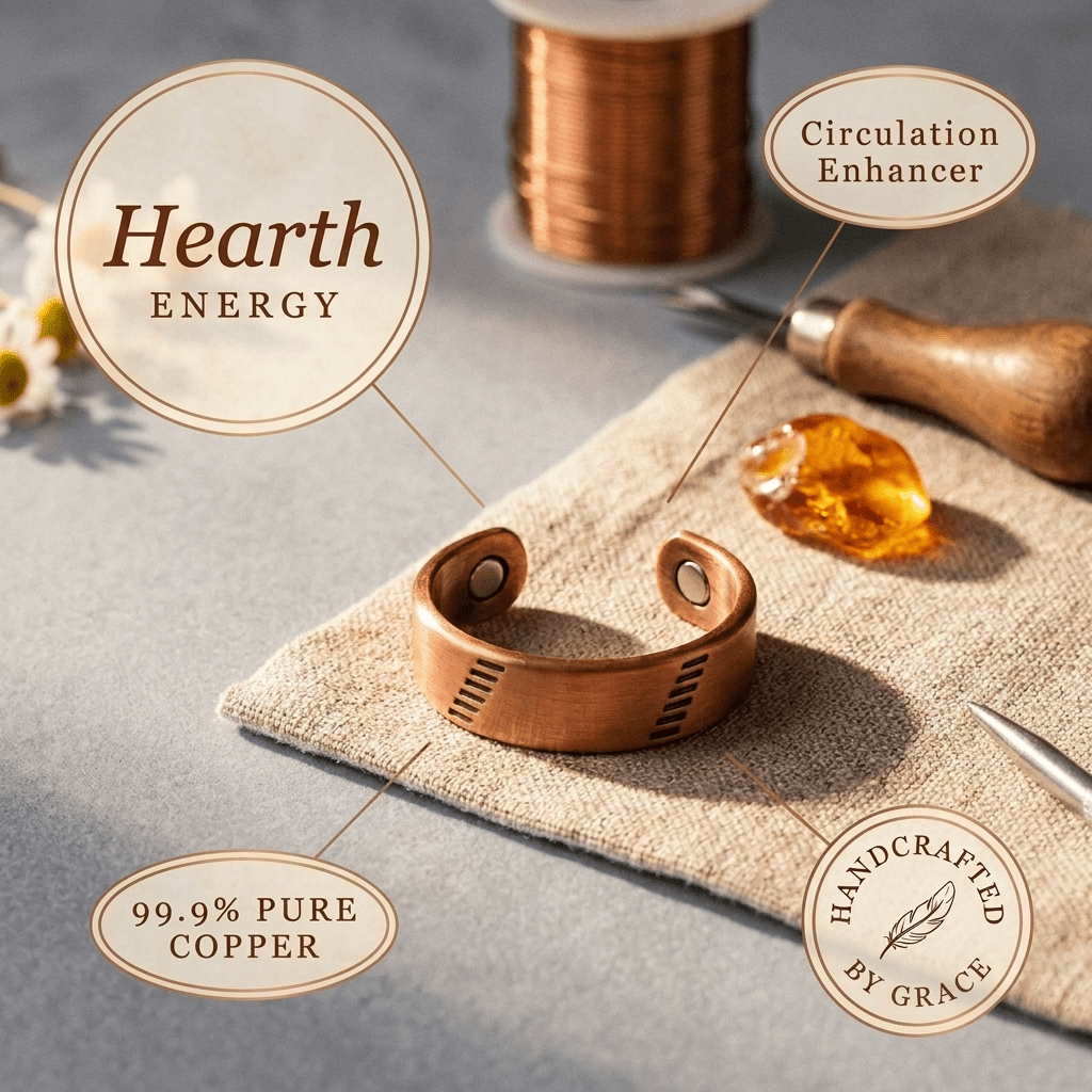 Wide copper ring with hidden magnets