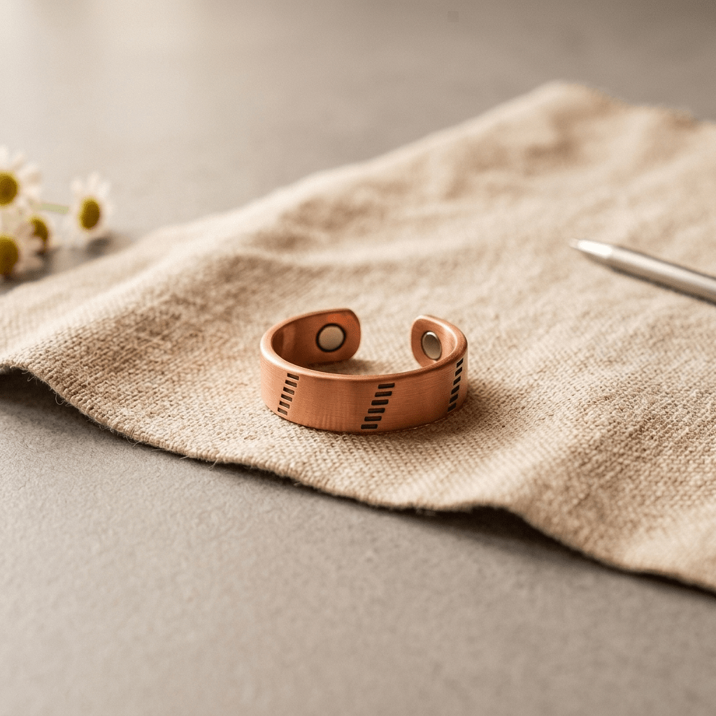 Wide copper ring with hidden magnets