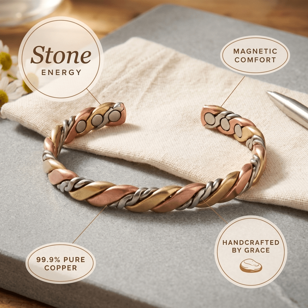 Copper cuff with jade inlay
