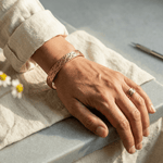 Knot engraved copper bracelet and ring set